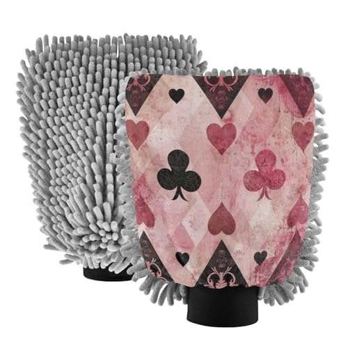 Heart Poker - Manopla de microfibra para lavado de coche, sin arañazos, guante de lavado de coche, esponja de detalles