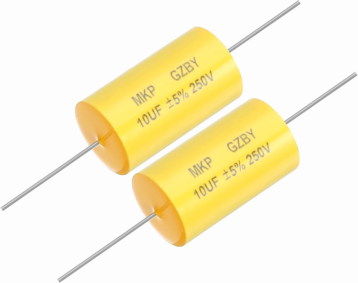 sourcing map 2Pcs 10uf Frequency Divider Capacitor, 250V Axial Audio Speaker Crossover MKP Film Capacitor
