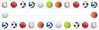 Hygloss Products Sports Balls Kids Name Plates for Desks Cubbies Lockers – 9.5 x 2-7/8 Inch, 36 Pack