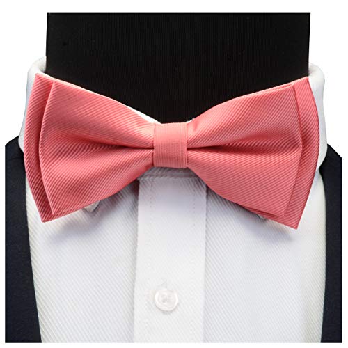 Image of GUSLESON Mens Solid Color Two Layer Pre-tied Bow Tie and Pocket Square Cufflink Set with Gift Box