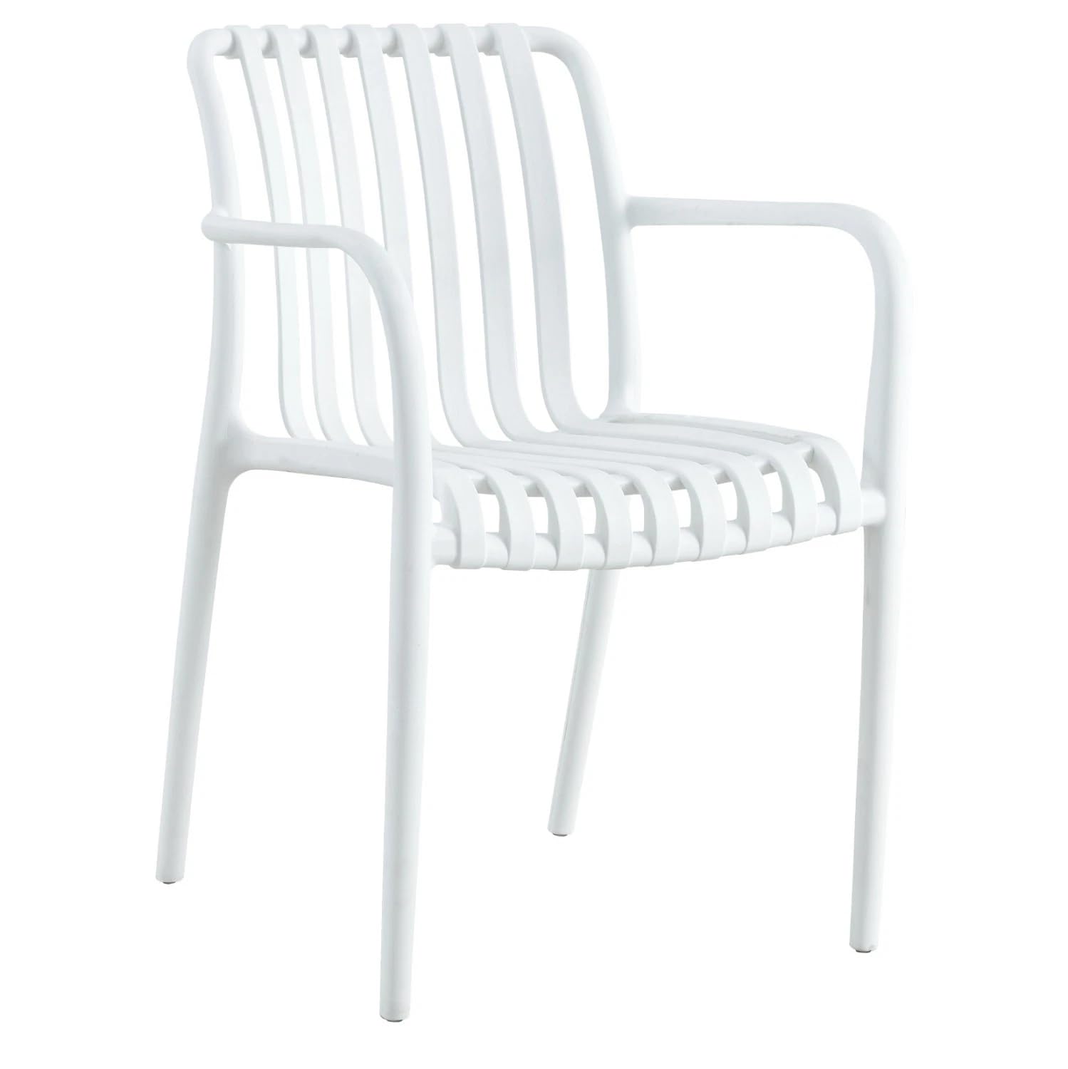 HOM4NISH Set of 2/4/6 Polypropylene Fibreglass Plastic Chair Stacking Dining Outdoor Garden Chair Weatherproof Light Weight Design for Home Kitchen Patio Café Bistro Hotel Restaurant (4, White)