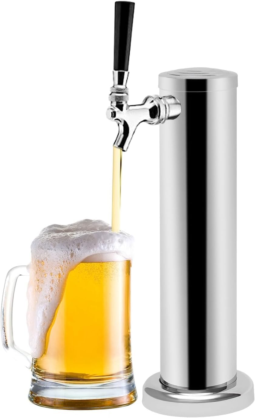 Edelstahl Bierdispenser mit Zapfhahn, Bierzapfanlage Komplettset für Heimbar, professionelle Zapfanlage mit Automatik-Absperrung, Ideal für Gartenparty, Hausgebrauch, Gastronomie