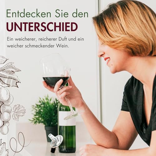 Foto von Oxytwister Weinbelüfter & Weindekanter – Universelles Wein Zubehör für Weinliebhaber, 2-in-1 Wein Gadget zur Verbesserung von Geschmack & Aroma, Passt auf alle Flaschen