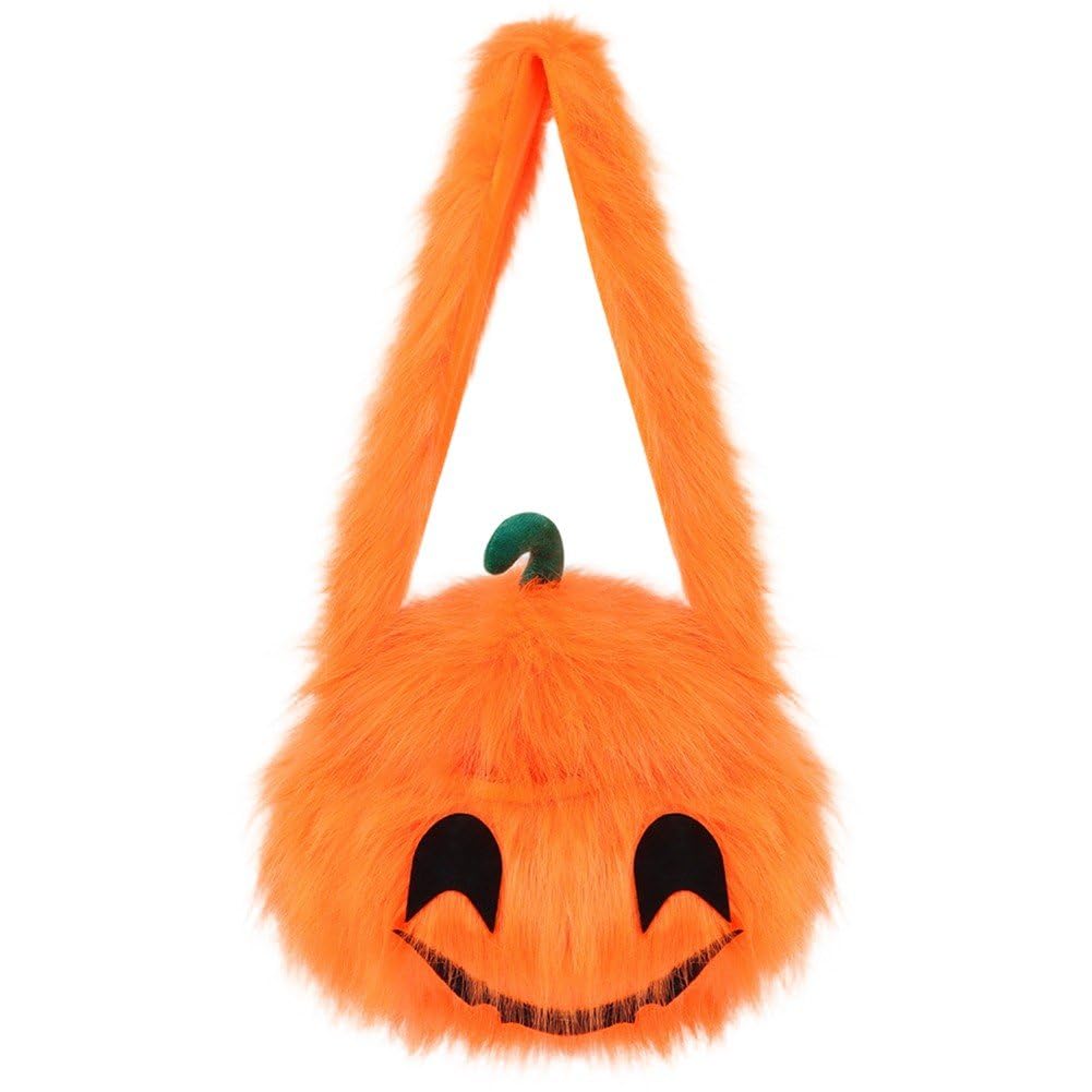 Sslvya Halloween Pumpkin Candy Bags for Trick or Treat, Plush Pumpkin Buckets Trick or Treat Bags Candy Holder Handbag for Party Favors Supplies