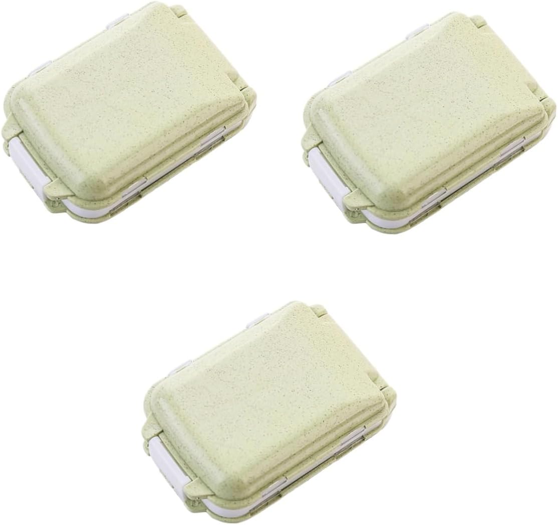 3pcs Portable Three Pill Box Organizer Case Medicine Storage Holder for Travel Green Container for Daily Use Seniors and All Ages