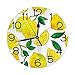 Home Decor Watercolor Lemon Fruit Summer Round Wall Clock Acrylic Non Ticking Decorative Clocks