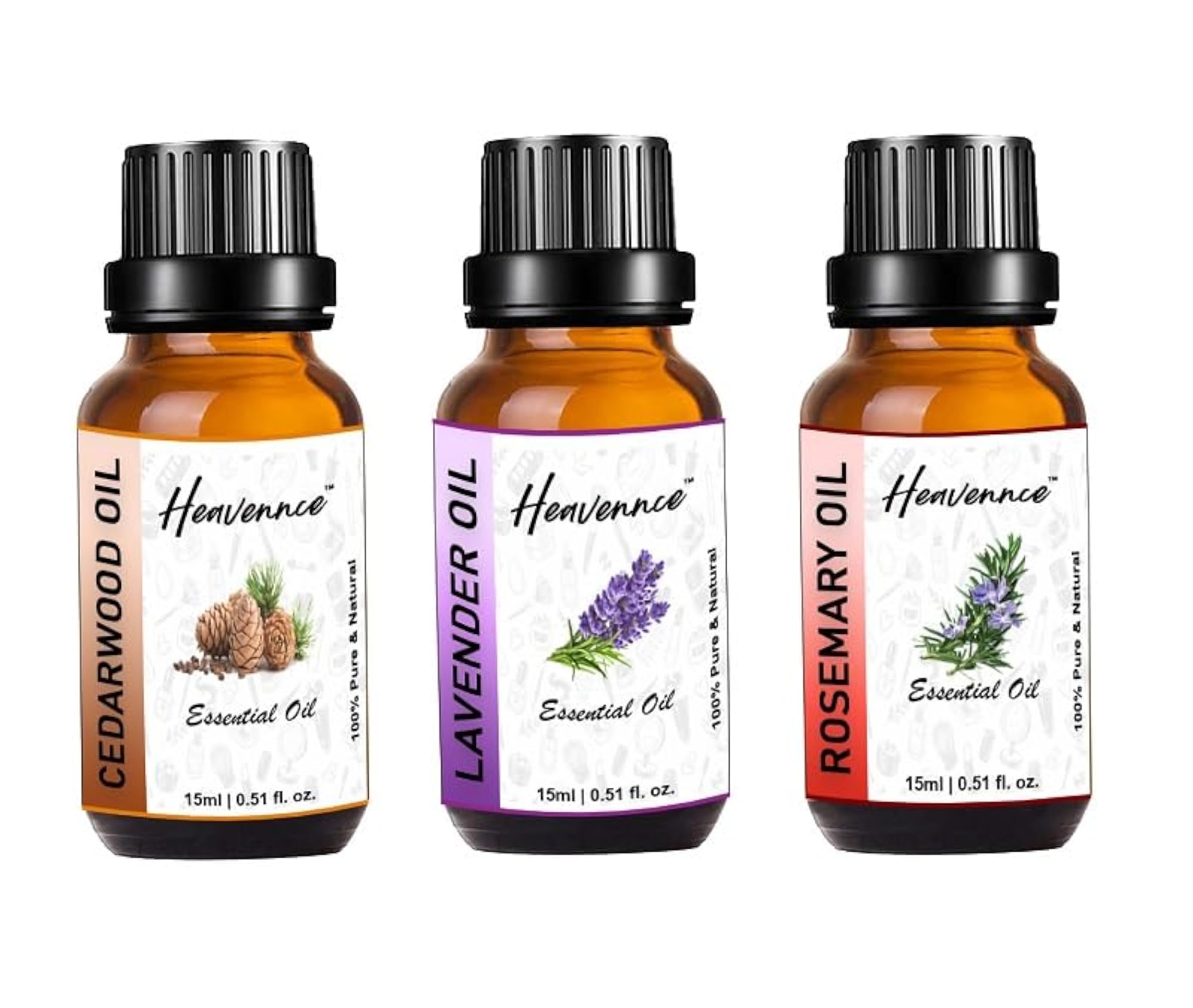 Cedarwood, Lavender & Rosemary Essential Oil Set, 45ml