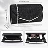 Minicloss Damen Abendtasche Schwarz Clutch Damen Brauttasche Kettentasche Elegant Damen Satin Clutch Funkelnde Kettenabendtasche Elegante Umschlagtasche für Ball Hochzeit Party und Hochzeit #1