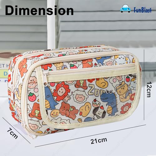 Image of FunBlast Pencil Pouch For GirlsKawaii Pencil Pouch, Aesthetic Pencil Case Organizer, Large Capacity Stationary Organizer Case, Multipurpose Zipper Pouch For Kids & Adults (D),multicolor