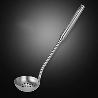 Louche à Soupe Durable 304 18/8 en acier inoxydable avec Oeillet Louche creux poignée résistant à la chaleur de cuisson outil, hot pot cuillère 11.2 pouces Épaississement Cuillère à Servir