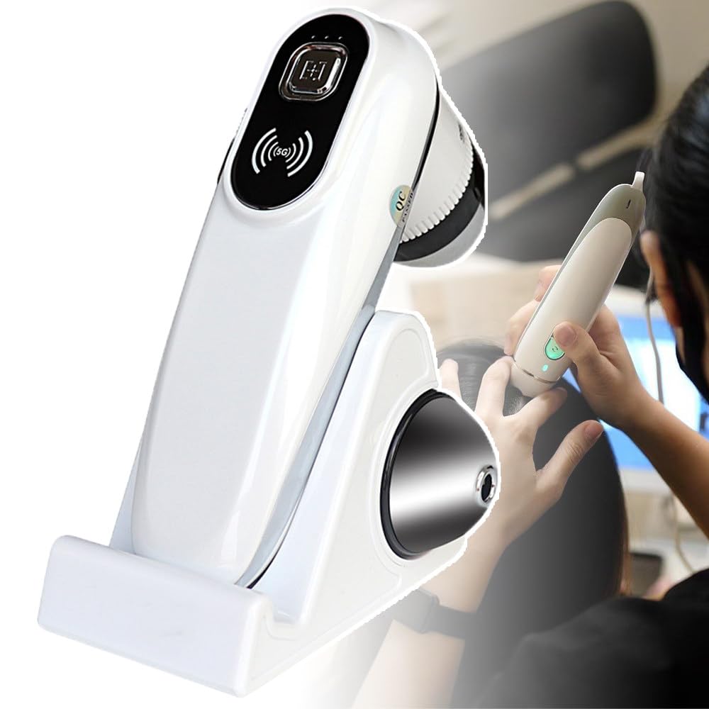 Analyseur de cheveux de cuir chevelu avec lentille 50x/200x, analyse de cheveux rechargeable 2 en 1, caméra sans fil 10MP pour salon