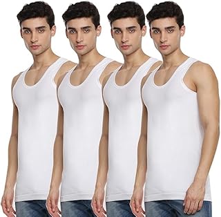 ramraj cotton Pack of 4 Men's White Scoop Neck Sleeveless Cotton Undershirt Vest(White;85)-picture-34