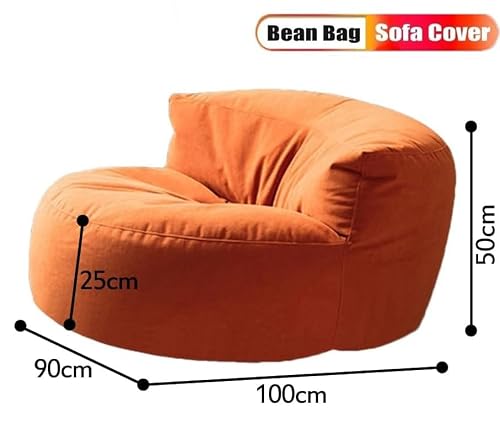 Bean Bag Chair Chenille Bean Bag Cover (No Filler)Washable Ultra Soft Pouf Ottoman Kids Adults Beanbag Chair Lazy Armchair Couch Floor Seating Living Room Furniture ( Color : Ginger , Size : 100cm )