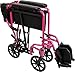 ProBasics Transport Wheelchair Lightweight Foldable With 19 inch Seat - Folding Transport Chair with Foot Rests, Foldable Wheel Chair and Lightweight Folding Wheelchair, Pink