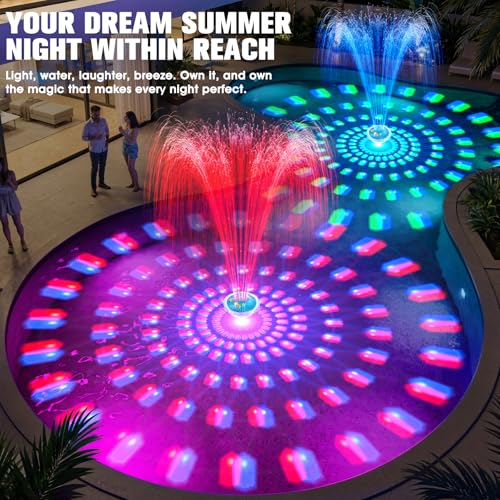 2026 Upgraded Pool Fountain,Rechargeable Pool Water Fountain with Light,Floating LED Pool Fountain,4FT Spray Swimming Pools Fountains Pump for Above Ground & Inground Pools Fountains-Blue by PoolPop - Used condition - Image 7