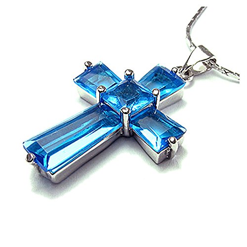 Croix pendentif avec chaîne 18" en or blanc plaqué et oxydes de zirconium RIZILIA