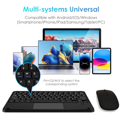 Teclado inalámbrico compacto Bluetooth con panel táctil para Windows y Android 2
