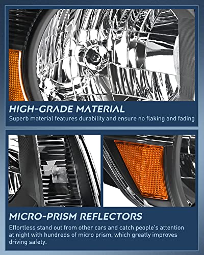 Image of Nilight Headlight Assembly for 2005 2006 2007 2008 2009 2010 2011 Toyota Tacoma Replacement Headlamp Black Housing Amber Reflector