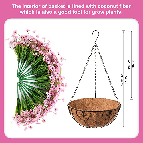 Ammyoo Artificial Hanging Flowers In Basket For Porch Lawn Garden Decor,12 Inch Coconut Lining Hanging Baskets With Artificial Daisy Flowers For The Decoration Of Outdoors And Indoors #TOP4