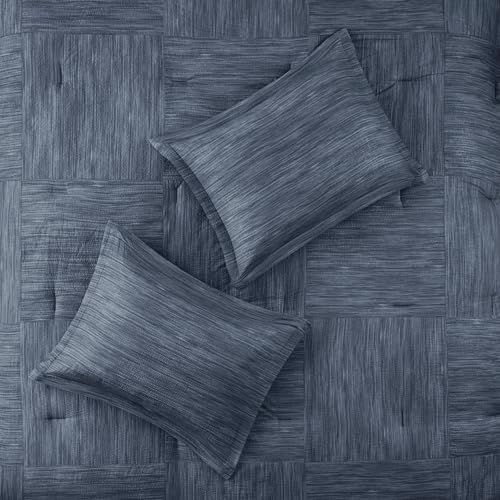 Madison Park Walter Comforter - Luxe Seersucker Print Design, All Season Down Alternative Bedding, Matching Shams, Bedskirt, Decorative Pillows, Navy Queen(90"x90") 7 Piece by Madison Park - Image 4