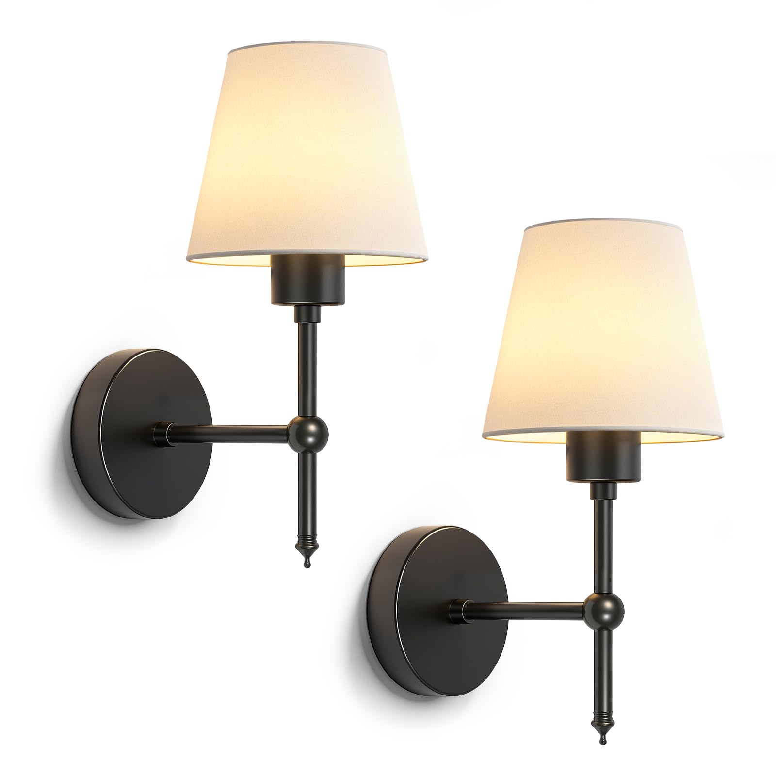 Apliques de Pared Interior, Lámparas de Pared LED Recargables con Batería Juego de 2 Lámpara LED Ajustable, 3 Temperaturas 12 RGB, Mando - Ideal Dormitorio Salón Pasillo - Negro
