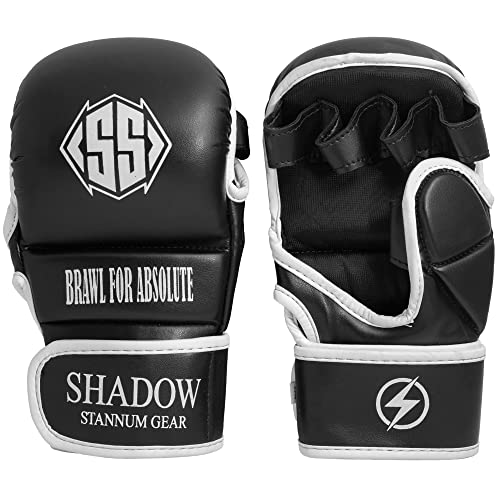 Shadow Stannum Gear Hybrid Gloves, Perfect For Muay Thai, Workout And Sparring, Open Palm Gloves For Men And Women (Black White, S/M) #TOP26