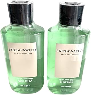 Bath and Body Works Men's Collection Freshwater 2 in 1 Hair and Body Wash 10 Oz. 2 Set.
