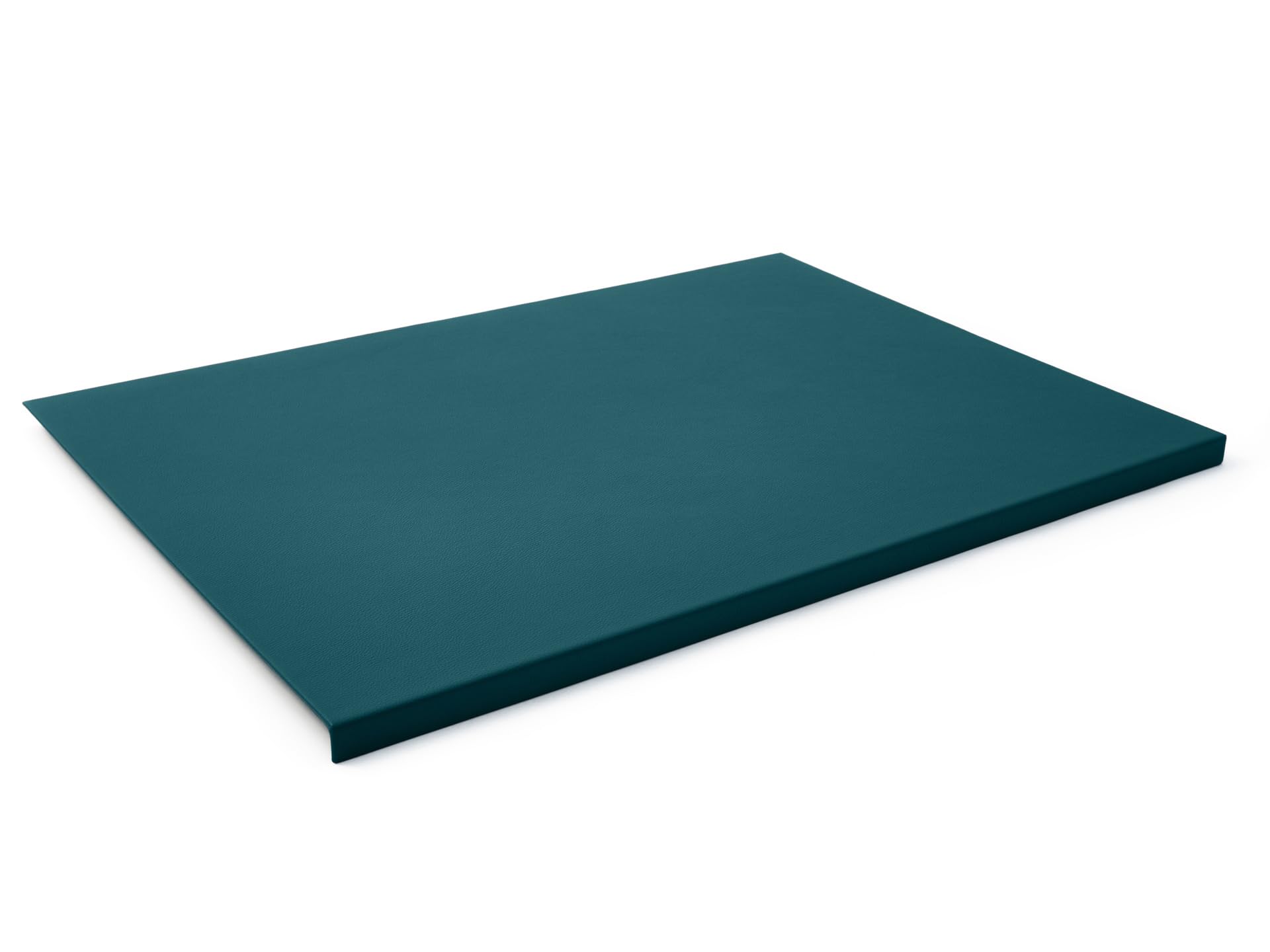 Eglooh - Adamantis - Real Leather Desk Mat Teal Blue cm 50x35 - Modern Design, Resistant Core Made of Steel with L-Shaped Forward Profile, Non-Slip Bottom - Made in Italy
