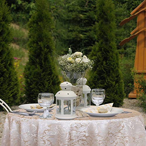 Colorbird Scroll Damask Jacquard Tablecloth Polyester Fabric Water Resistant Spillproof Table Cover For Kitchen Dinning Wedding Banquet Party Tabletop Use (Round, 70 Inch, Beige) #TOP2