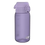 Ion8 Small Water Bottle, 350 ml/12 oz, Leak Proof, Easy to Open, Secure Lock, Dishwasher Safe, BPA Free, Carry Handle, Hygienic Flip Cover, Easy Clean, Odor Free, Carbon Neutral, Light Purple