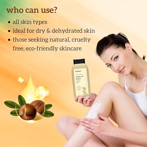 Image of Inatur Argan Oil Lotion 200ml - Deep Hydration for Face & Body | Non-Sticky, Natural & Vegan Moisturizer | Ideal for Dry Skin | Nourishing Winter Care for Men & Women | Smooth, Soft Skin Everyday