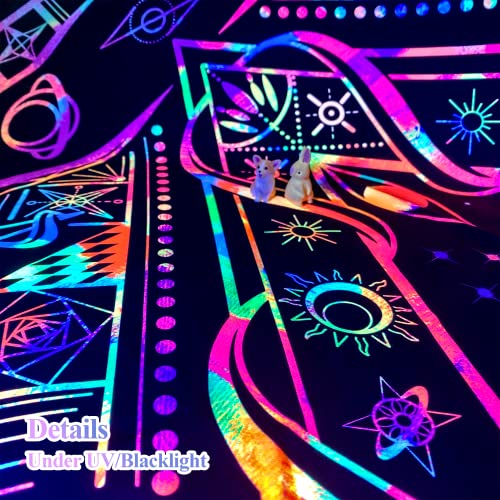 Ralxion Tapestry For Bedroom Aesthetic Room Decor Wall Tapestry Blacklight Tapestry Uv Reactive Black Light Posters Colorful Wall Art Glow In The Dark Boho Tapestry Burning Sun Trippy Tapestries 48" X 36" #TOP4