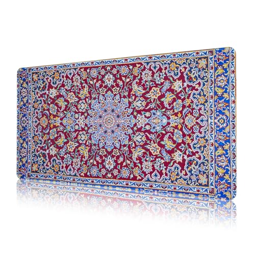 Persian Rug Large Mouse Pad with Stitched Edges, XXL Thick Waterproof Vintage Retro Boho Mousepad Desk Pad, 31.5