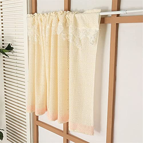 Cortina corta transpirable de encaje, cenefa de café ajustable para ventana pequeña 4