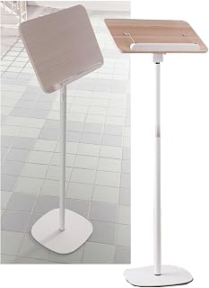 Adjustable Floor Stand Holder Lectern Podium - 39x26cm Reading Surface, 180° Angle for Recipes, Textbooks & Sheet Music, Height 50-170cm, White Color