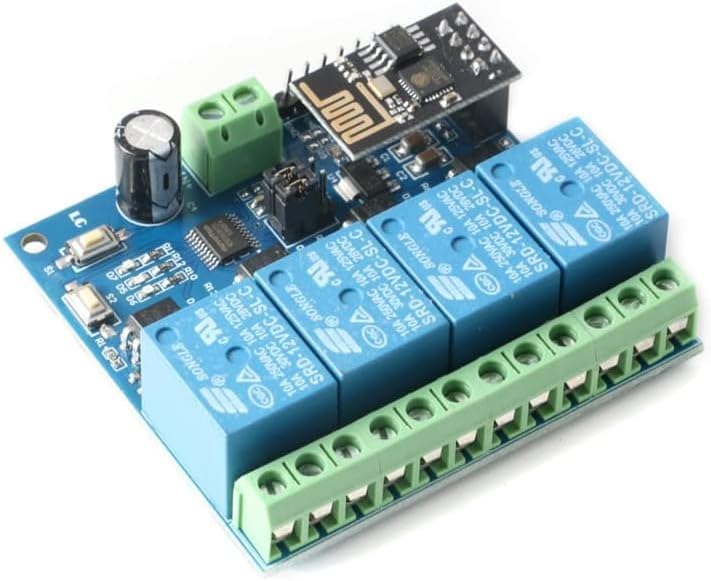 IDUINO ESP8266 ESP-01 4 Channel 5V WiFi Relay Module 5V IOT Wireless Smart Home Device WiFi Relay Internet of Things ESP-01 Module Board for Phone APP Remote Control
