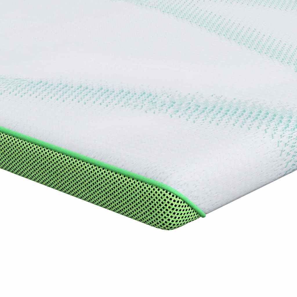 vidaXL Surmatelas Blanc et Vert 140 x 190 cm Tissu Jacquard, Confort de Chambre, surmatelas Moderne, Couche de Soutien en Mousse, Surface Douce, améliore Votre Sommeil pour des Nuits tranqu