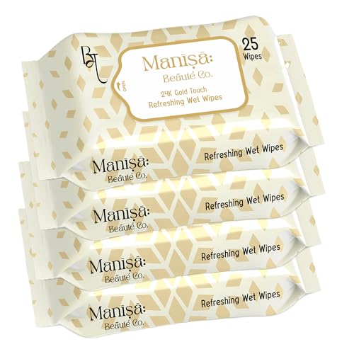 Co. 24K Gold Touch Refreshing Wipes | Alcohol-Free, Vegan Makeup Remover | Paraben-Free & Cruelty-Free Facial Wipes for Sensitive Skin – 100 Wipes (Pack of 4)