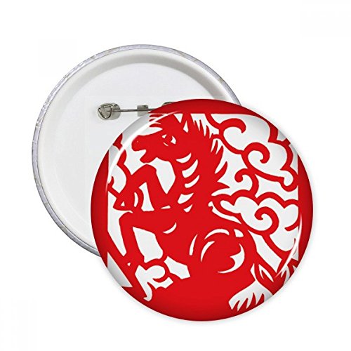 Badge bouton cheval zodiaque chinois épingle décoration vêtement multicolore