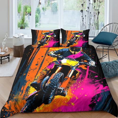 Housse de couette motocross fermeture éclair king size douce