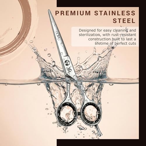 Foto von Friseurschere - OCBA Professionelles 6' Haarschneideschere & Haarschere - Haarschere Perfektes Design für Friseure & Salons - Haarschneideschere für Männer und Frauen (6 Zoll SIlver)