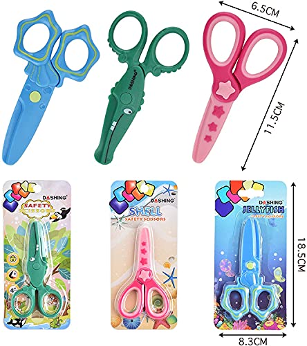 Linkbro Sicherheitsschere für Kinder, 3 Stück, Papierschere mit Kunststoffklinge, Vorschulkindergartenschere, Anfängerschere, DIY-Bastelschere für Kinder ab 2 Jahren