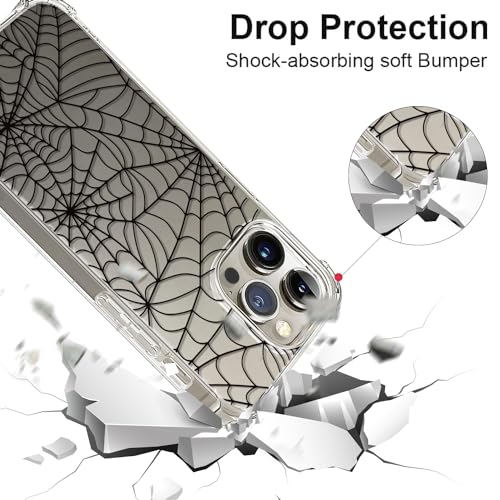 YESPURE for iPhone 15 Pro Max Case Halloween Spider Web Design Kids Boys Crystal Clear Soft TPU Bumper Transparent Anti-Yellowing Shockproof Protective Mobile Cover for iPhone 15 Pro Max by YESPURE - Image 2
