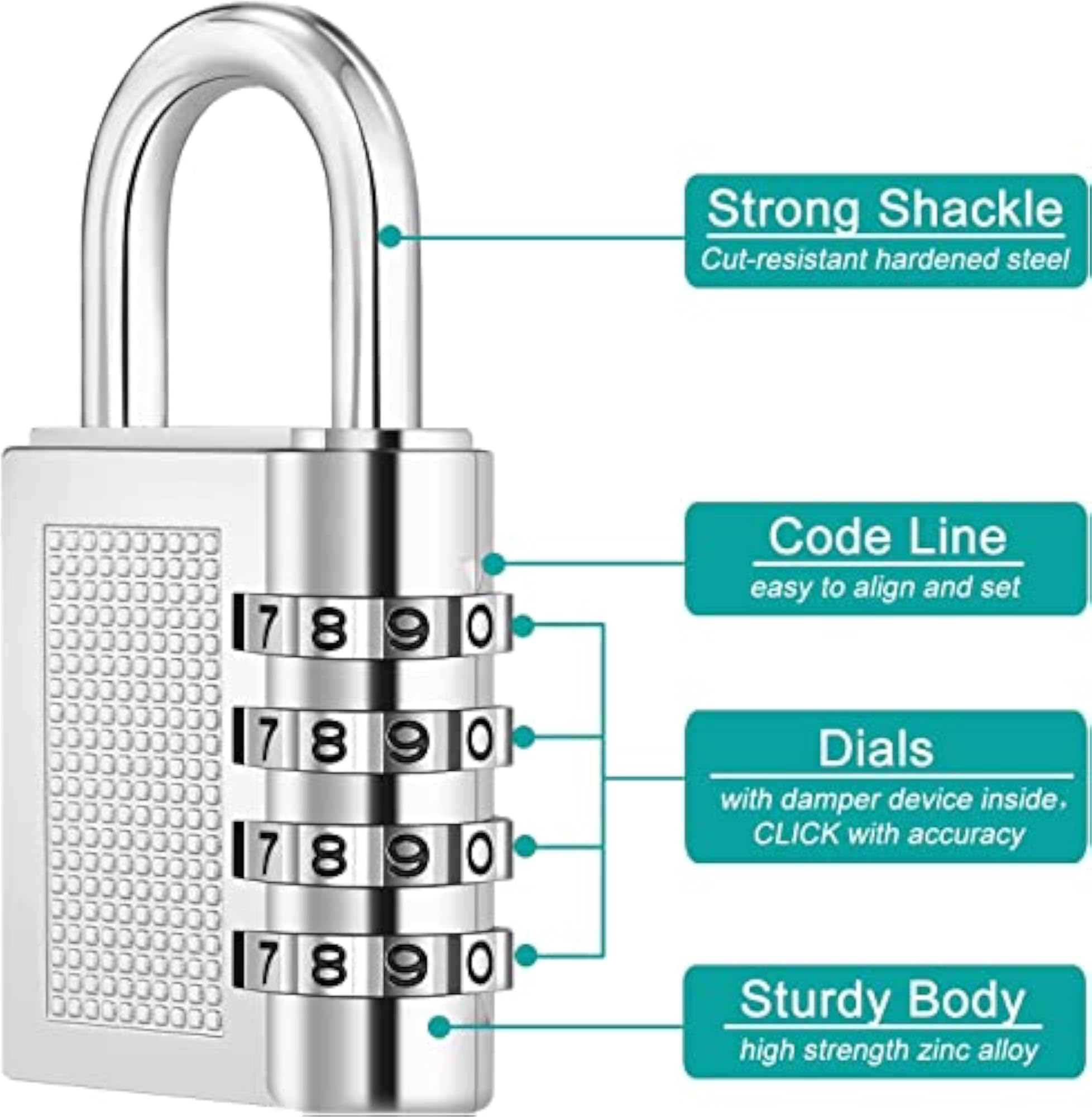 Digit Metal Number Lock Small Bag Lock Travel Lock, 2 Pieces