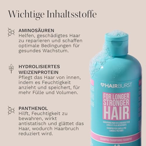 HAIR BURST Shampoo und Conditioner Set für Längeres und Stärkeres Haar mit Natürliche Wirkstoffe – Haarwachstum beschleunigen und Haarausfall vermeiden – Ohne SLS und Parabene (2 x 350ml)