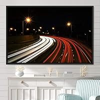 Framed Canvas Wall Art Light Exposure Colorful Industrial Lights Multicolor Neon Photography Places Portrait Realism - 16x24 inches