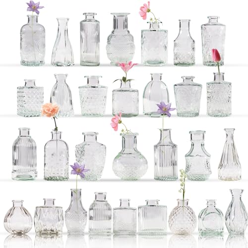 Yabool 80 Pcs Bud Vase Set Vases for Centerpieces Cute Glass Bud Vases in Bulk Small Vases for Flowers Clear Vase Set for Wedding Decorations Home Table Flower Dcor