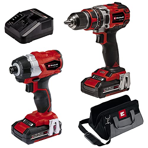 Einhell Power X-Change 18V Cordless Drill And Impact Driver Set - Including Storage Bag, 2 x Batteries And Charger - TP-CD 18/50 Li-i + TP-CI 18 Li Brushless Combi Drills And Driver Sets Cordless Einhell Power X-Change 18V Cordless Drill And Impact Driver Set - Including Storage Bag, 2 x Batteries And Charger - TP-CD 18/50 Li-i + TP-CI 18 Li Brushless Combi Drills And Driver Sets Cordless