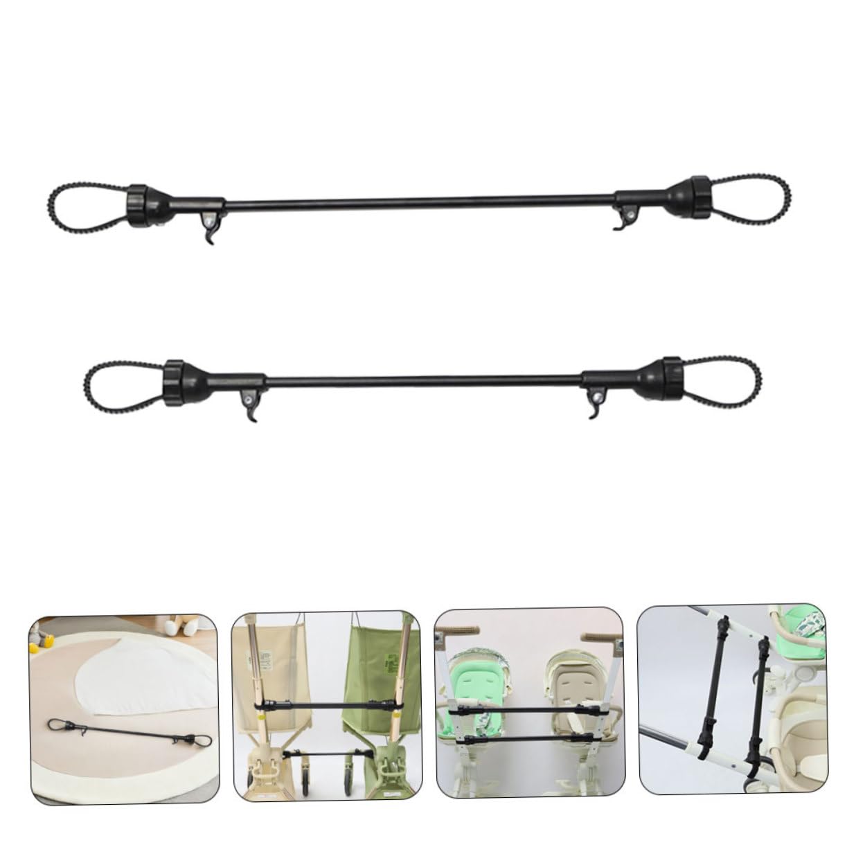 VICASKY 2pcs Adjustable Double Stroller Connector for Lightweight and Foldable Stroller Adapter Compatible Single for Easy Outdoor Use