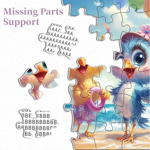 Beach Chicken Puzzles para adultos 1000 piezas, rompecabezas familia pollo de acción de gracias, colorido rompecabezas de animal lindo para arte de pared miniatura 6